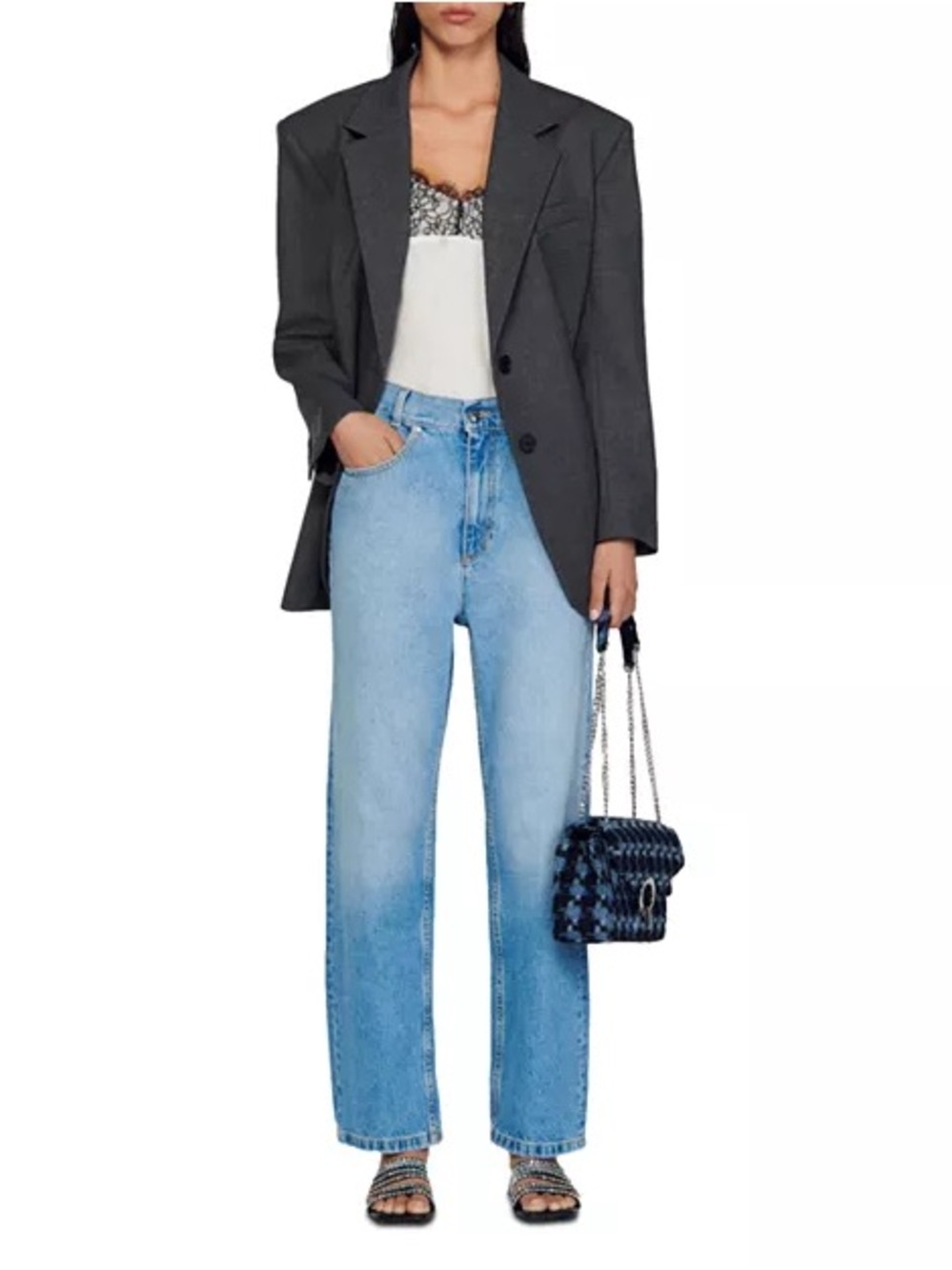 Sandro Bibi High Rise Wide Leg Jeans